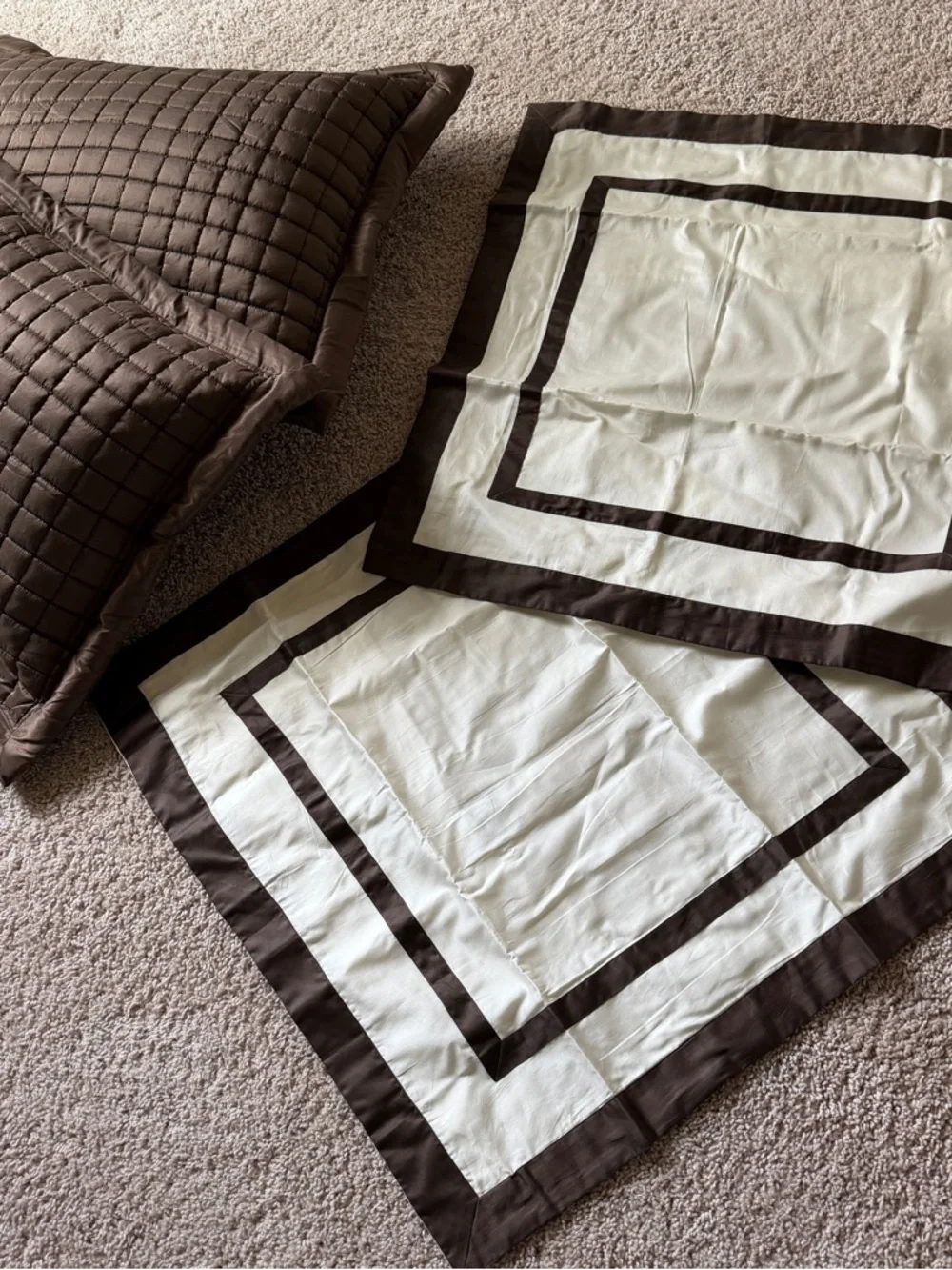Restoration Hardware 2 100% Silk Quilt Pillow Shams Standard/Queen NWOT